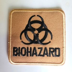 Square Black Kahki BioHazard Punk Rock Embroidered Iron on Patch